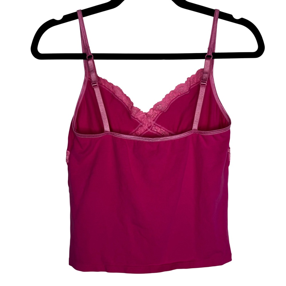 VTG Y2K‎ Victoria's Secret PINK Size Medium Babydoll Hot Pink Cami Top Lace Trim - Picture 7 of 8
